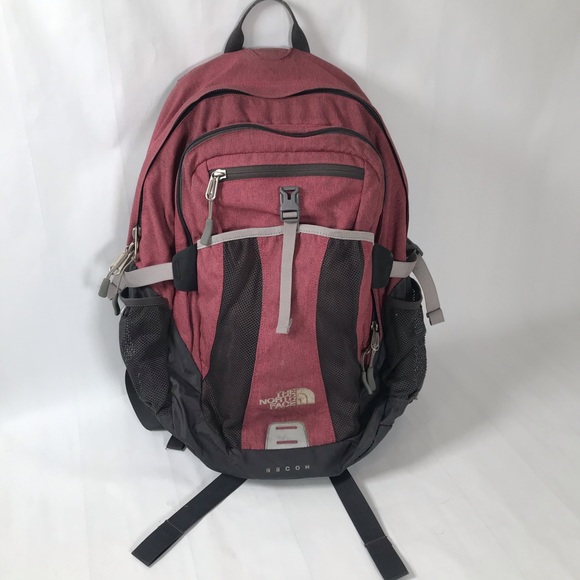 North Face Recon Red Laptop Hiking Backpack Bag